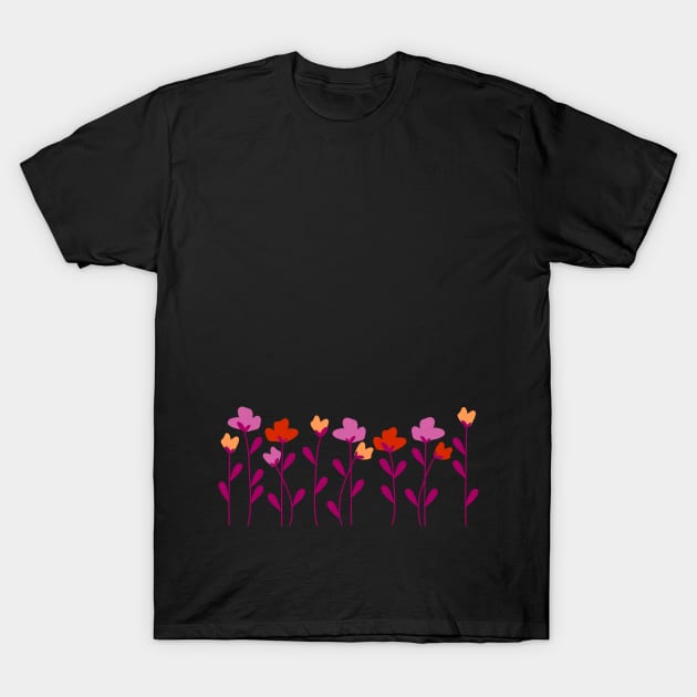 Flowers in Lesbian Flag Colors T-Shirt by For Lesbians, By Lesbians